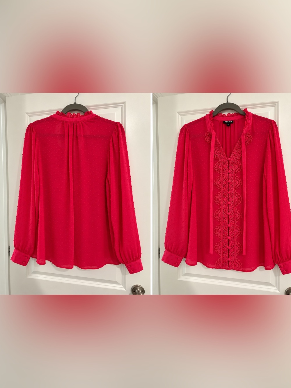 Torrid Hot Pink Sheer Chiffon Blouse NWOT 1X
